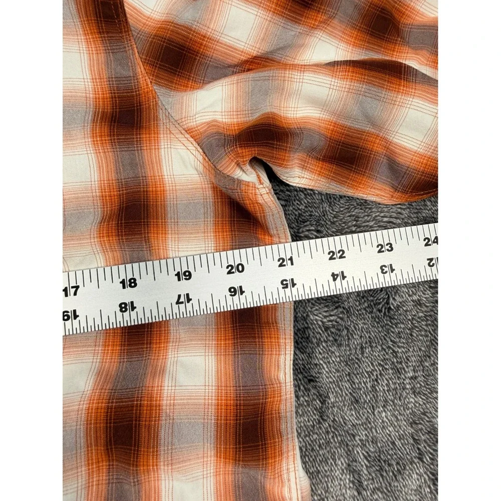 The North Face Mens Orange Plaid Long Sleeve Hiking Button Down Shirt Size Med